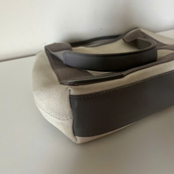 BALENCIAGA Beige Grey Canvas and Calfskin Leather Cabas Crossbody Bag - Picture 4 of 11